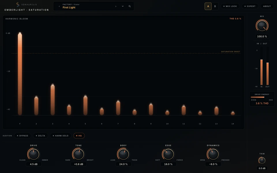 Emberlight Saturation interface