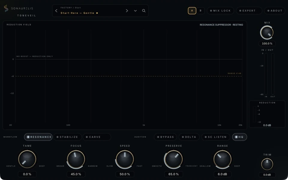 Toneveil Resonance Suppressor — full interface, owner-test build capture